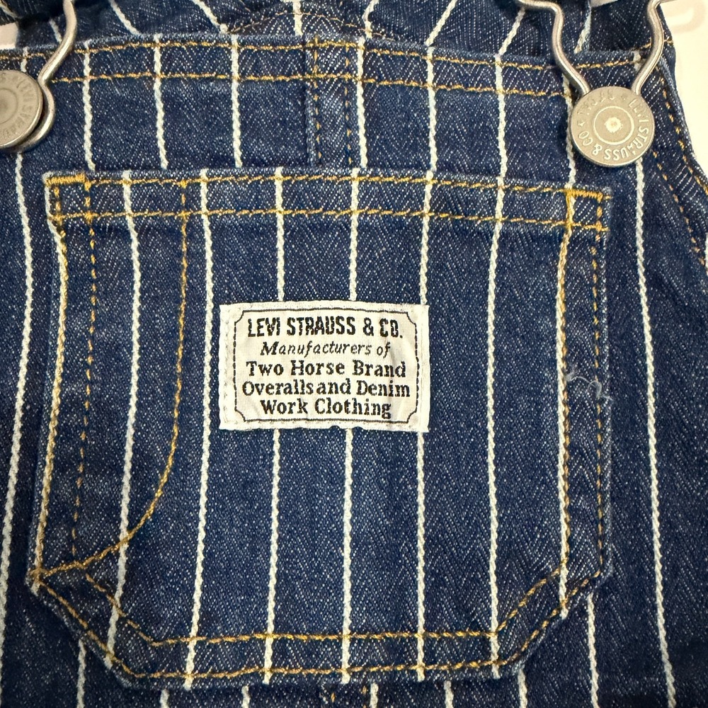 Levi's Baby Conductor Stripe Denim Overalls 12M NWT‎ Choo Choo Train - Picture 4 of 7